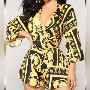 Fashion Nova Black and Gold Jumpsuit